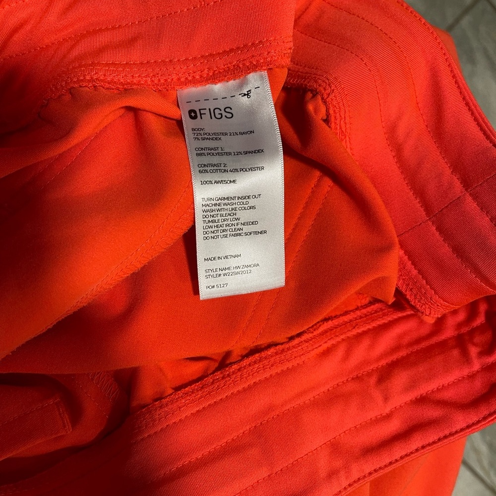 Figs Women's Scrub Top and Pants Set in Bright Orange - Picture 9 of 10